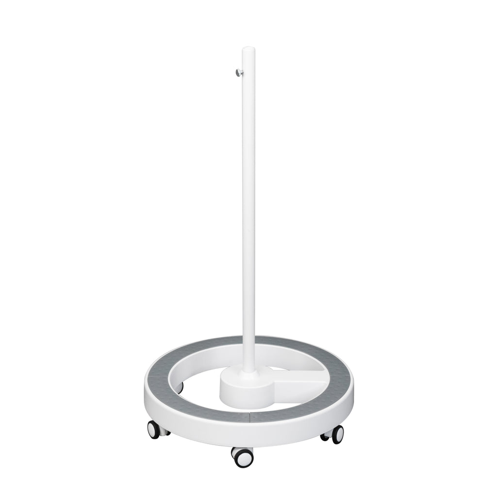 Statif roulant Lumeno 6159 avec anneau de pied en gris, cinq roulettes