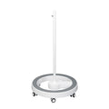 Statif roulant Lumeno 6159 avec anneau de pied en gris, cinq roulettes