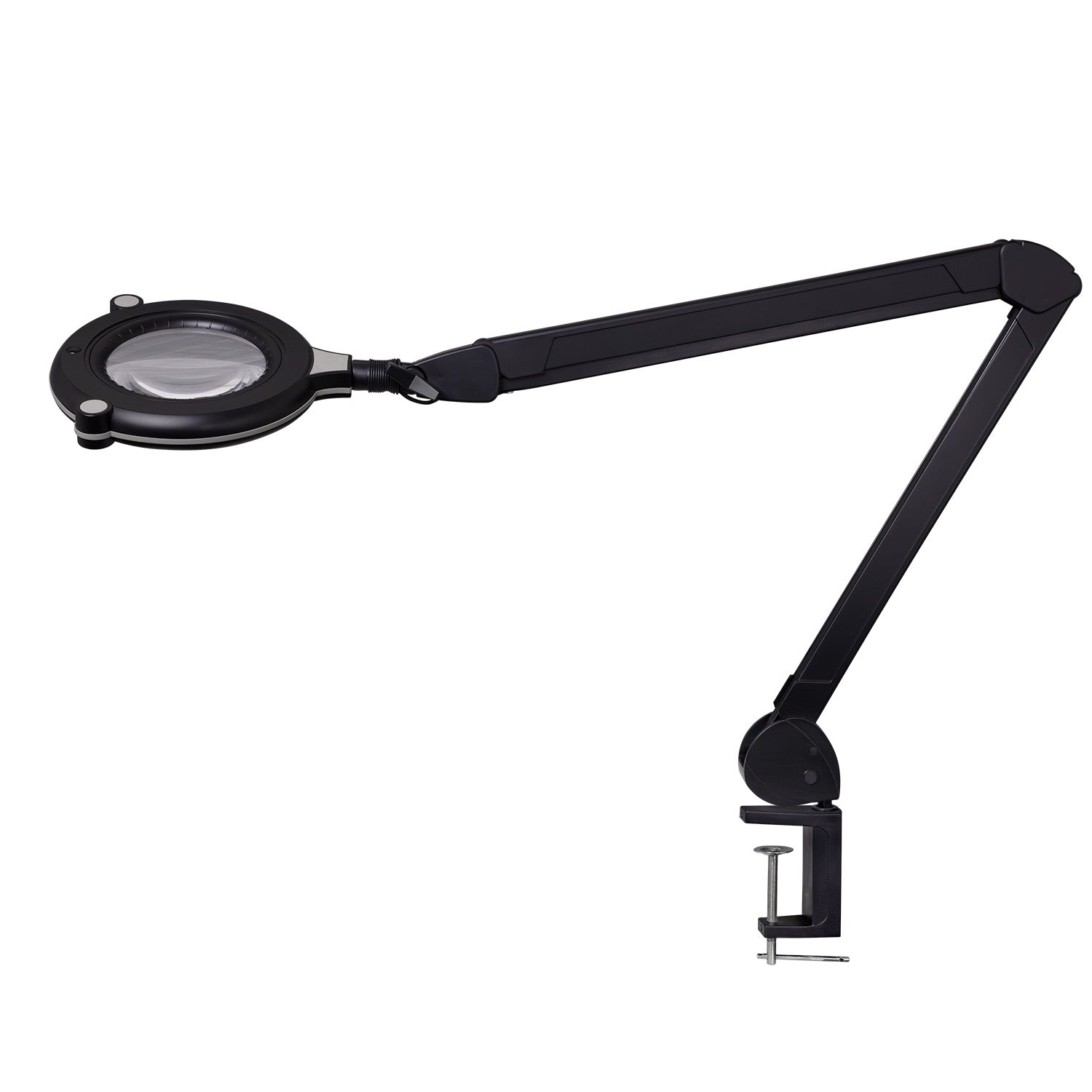 Lumeno 731X LED-Lupenleuchte in Schwarz mit 127 mm kristallklarer Linse