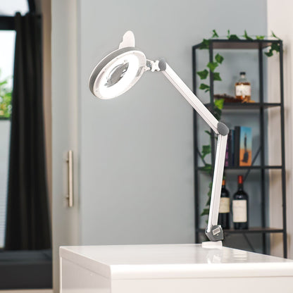Lumeno Lampe loupe LED série 851X avec lentille en verre véritable de 152 mm, dimmable, gris