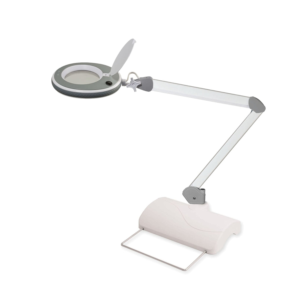 Lumeno 8213 magnifying lamp in grey with 3 dioptres on table stand 6180