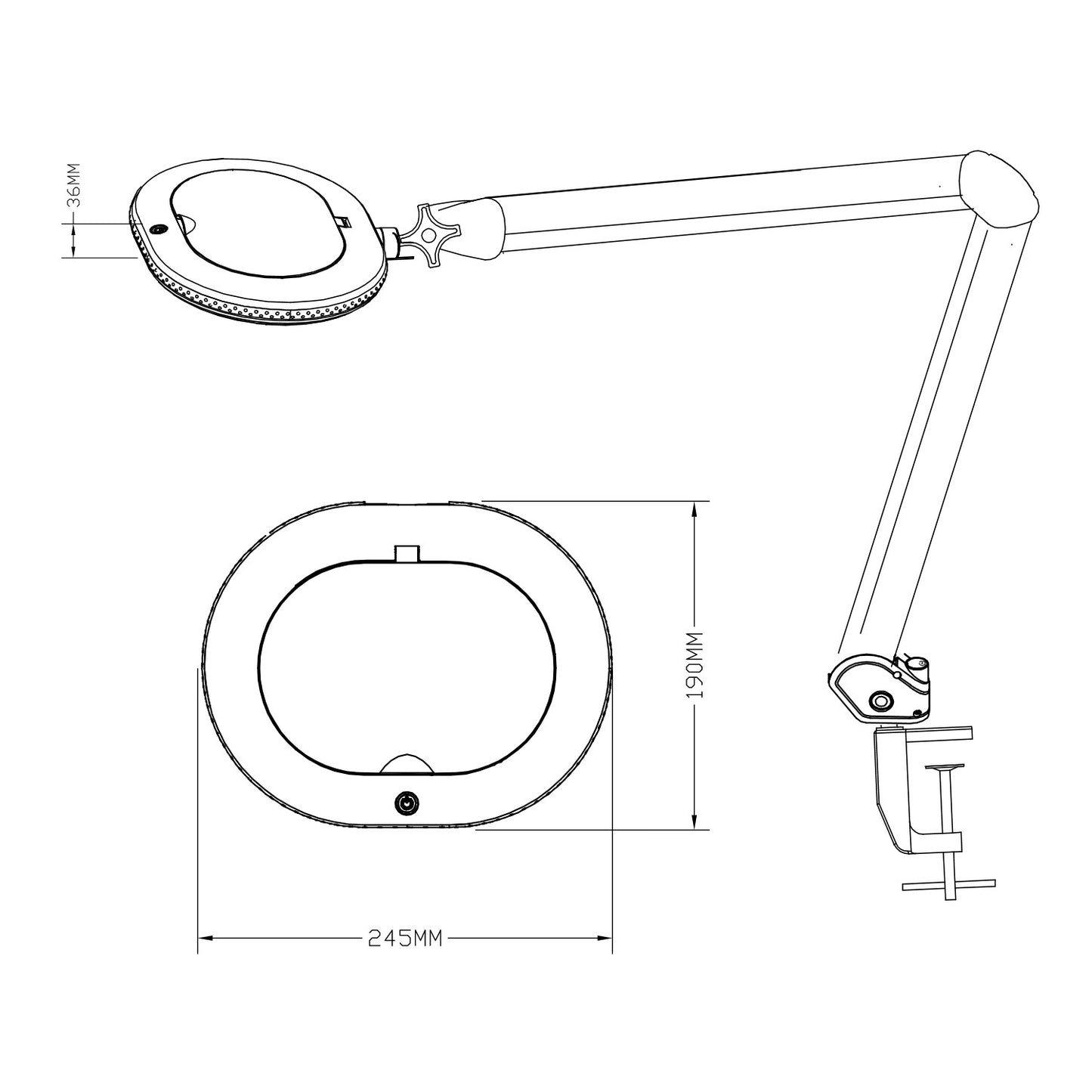 Lumeno 861XGR lampe loupe/lampe de travail 60 LED lentille ovale anneau en caoutchouc