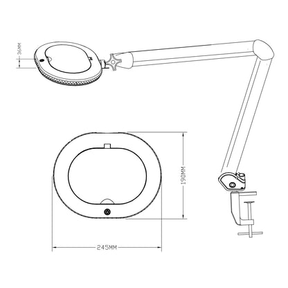 Lumeno 861XGR lampe loupe/lampe de travail 60 LED lentille ovale anneau en caoutchouc
